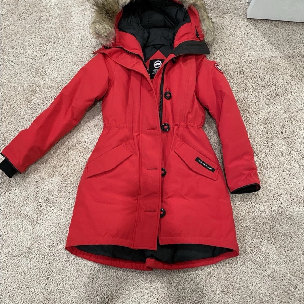 Canada Goose  Red Parka with Fur Trim - Picture 3 of 11